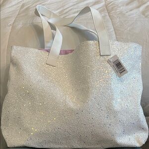Clinique White Sparkle Tote Bag